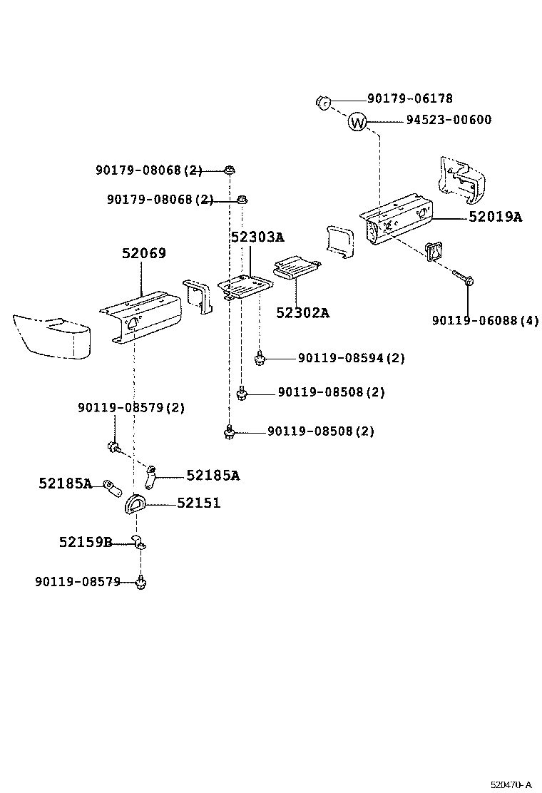 52155-60050 SUPPORT, REAR BUMPER SIDE, RH product image