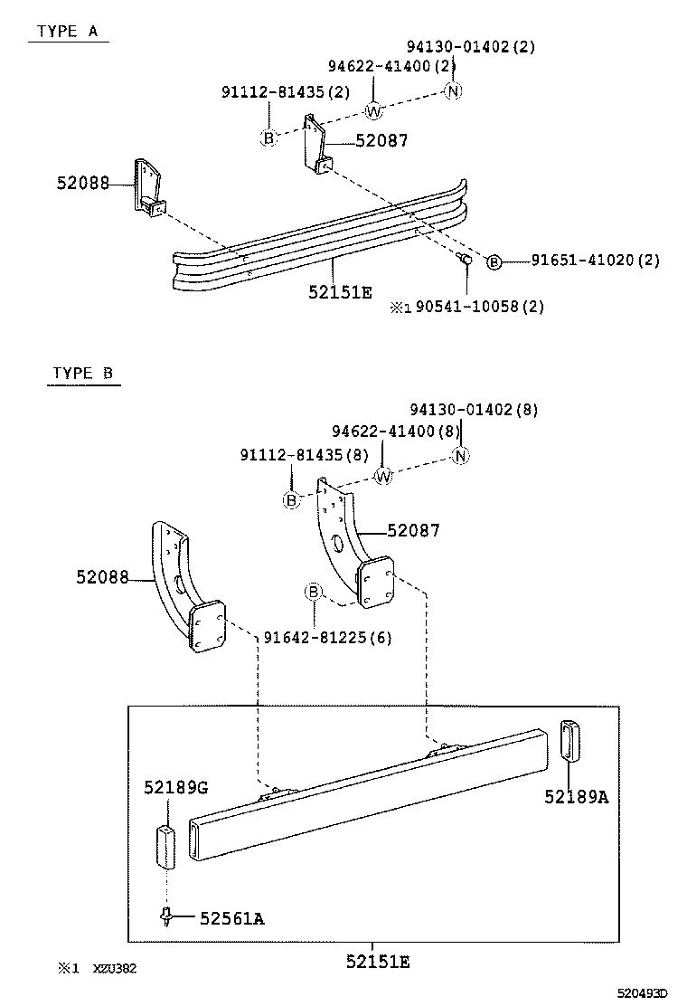 52151-37110 BAR, REAR BUMPER product image