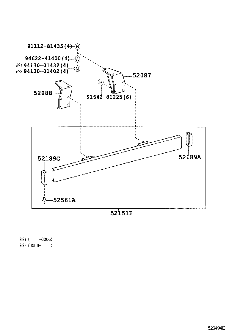 52151-37110 BAR, REAR BUMPER product image