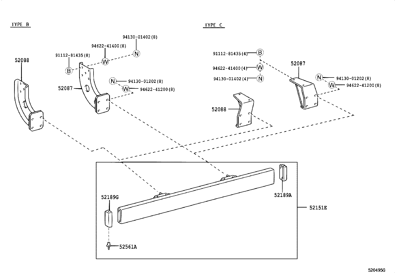 52151-37110 BAR, REAR BUMPER product image