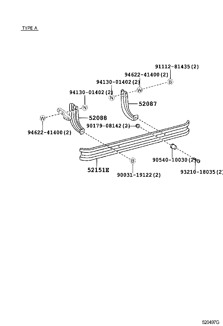 52151-37110 BAR, REAR BUMPER product image