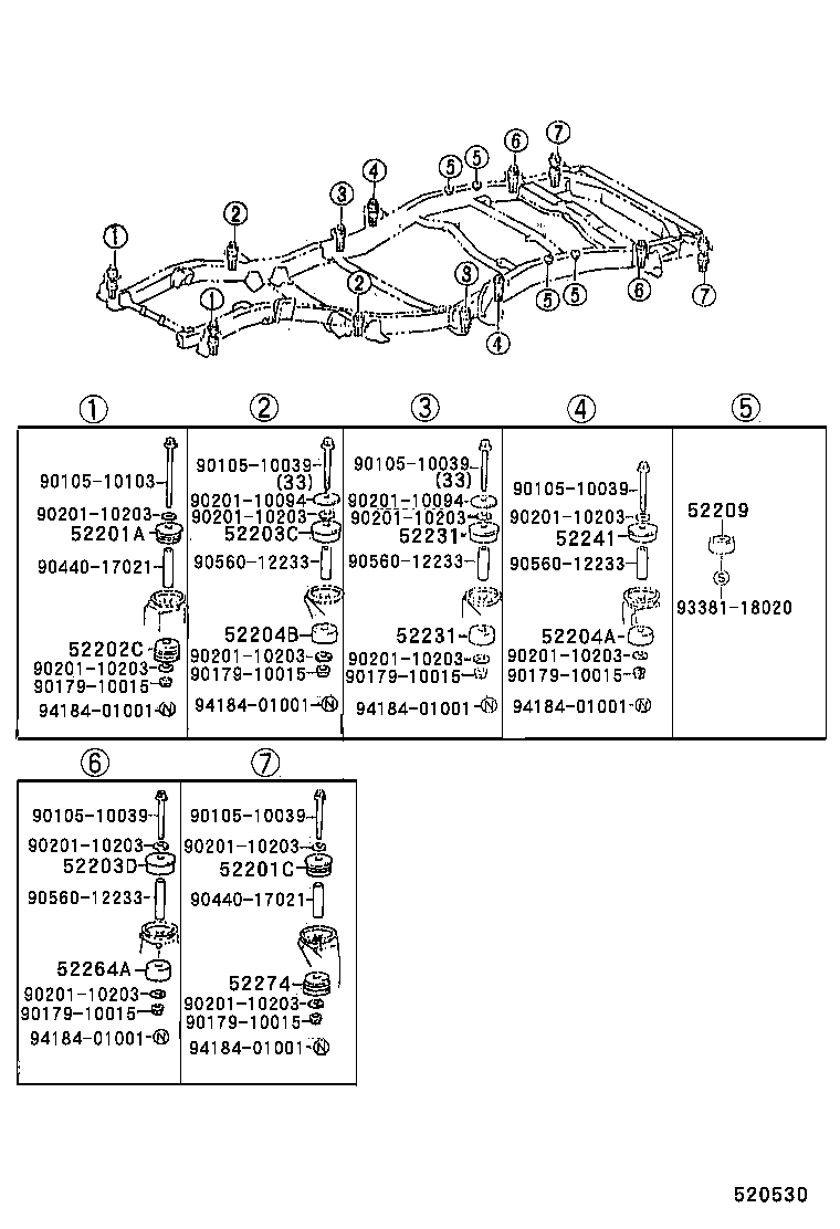 52207-60040 CUSHION, BODY MOUNT, NO.3 UPPER product image