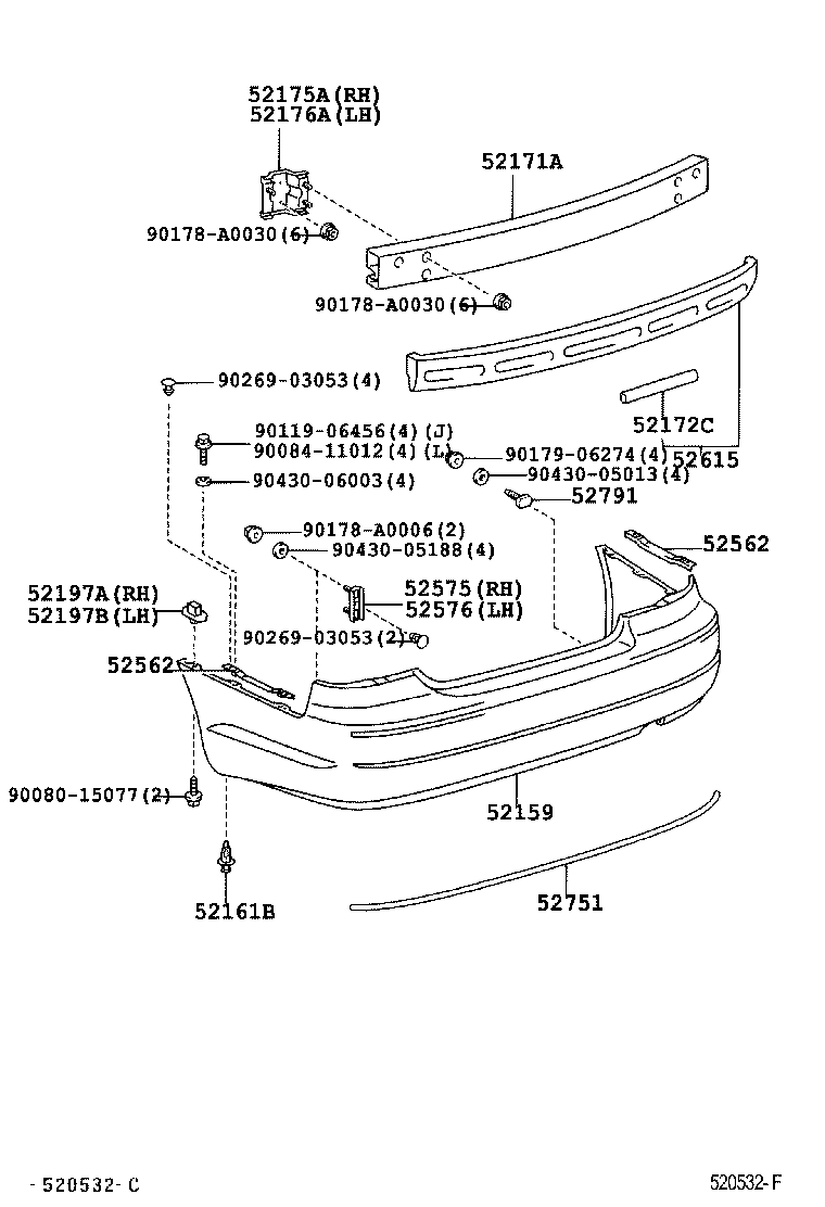 52172-AA010 REINFORCEMENT, REAR BUMPER BAR, CENTER product image