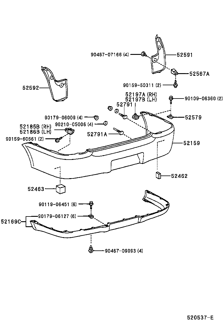 52169-52040-B0 COVER, REAR BUMPER, LOWER product image