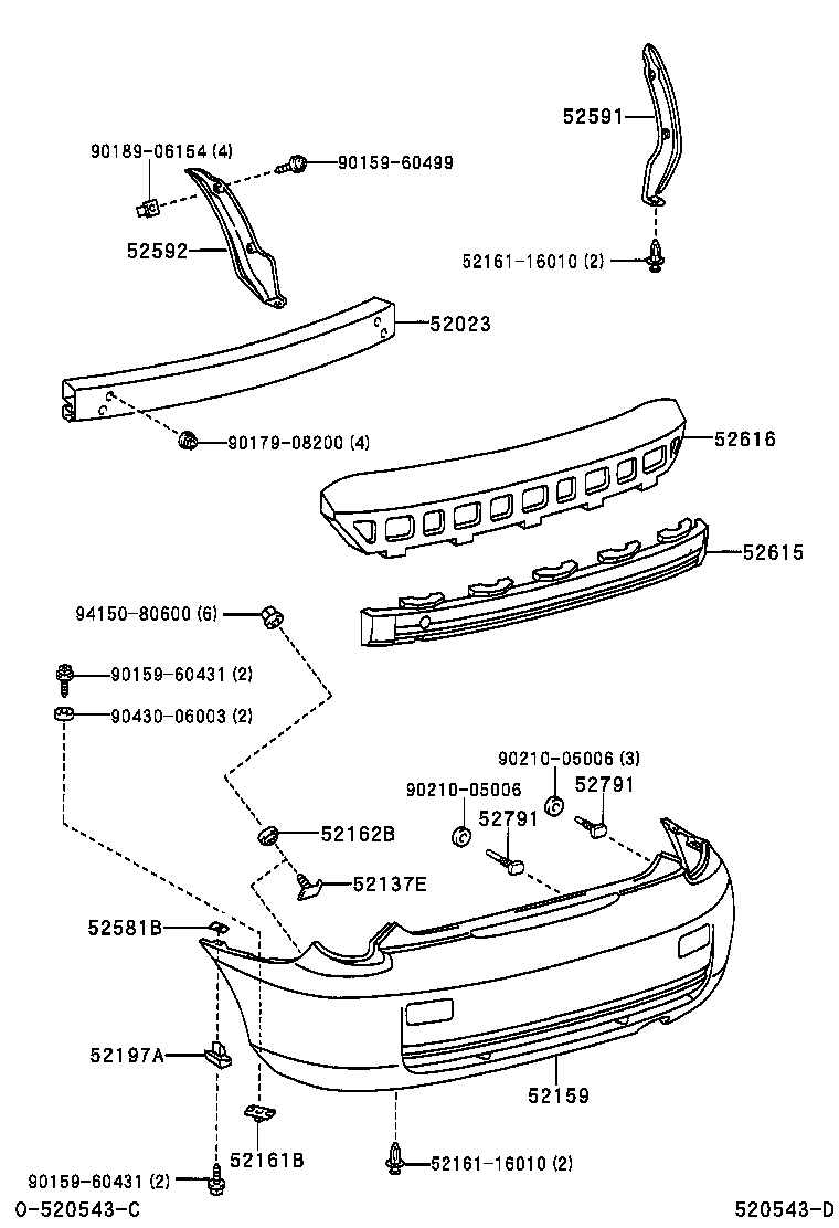 52161-20020 PIECE, REAR BUMPER product image