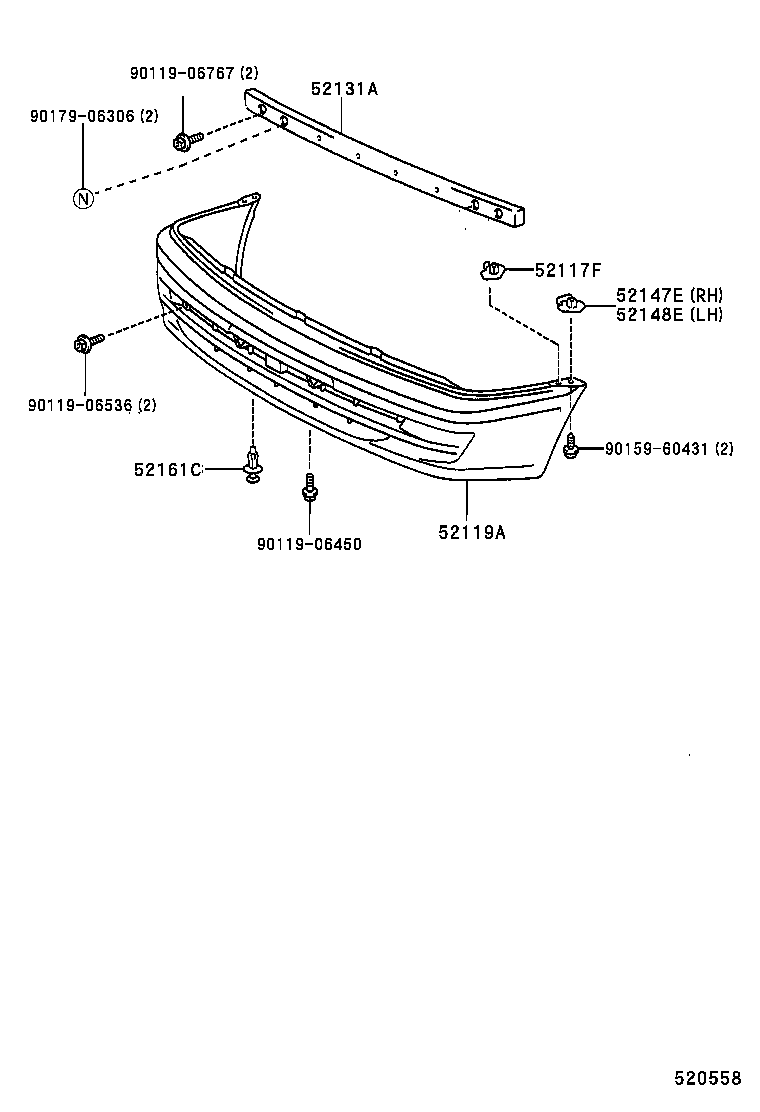 52117-16020 SUPPORT, FRONT BUMPER, UPPER product image