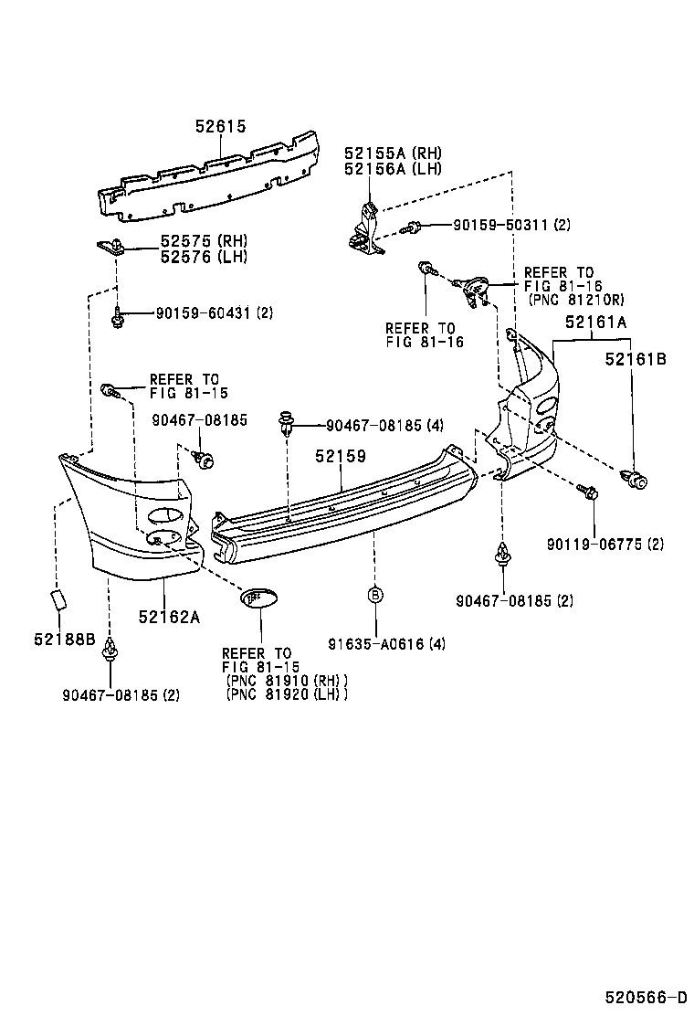 52155-52050 SUPPORT, REAR BUMPER SIDE, RH product image
