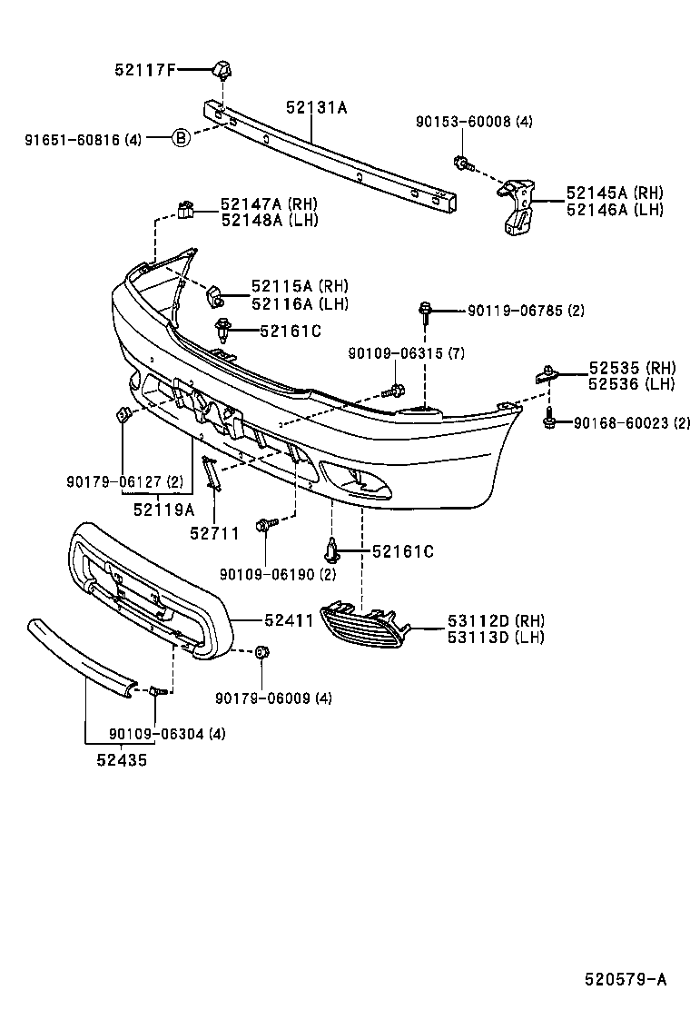 52117-21010 SUPPORT, FRONT BUMPER, UPPER product image