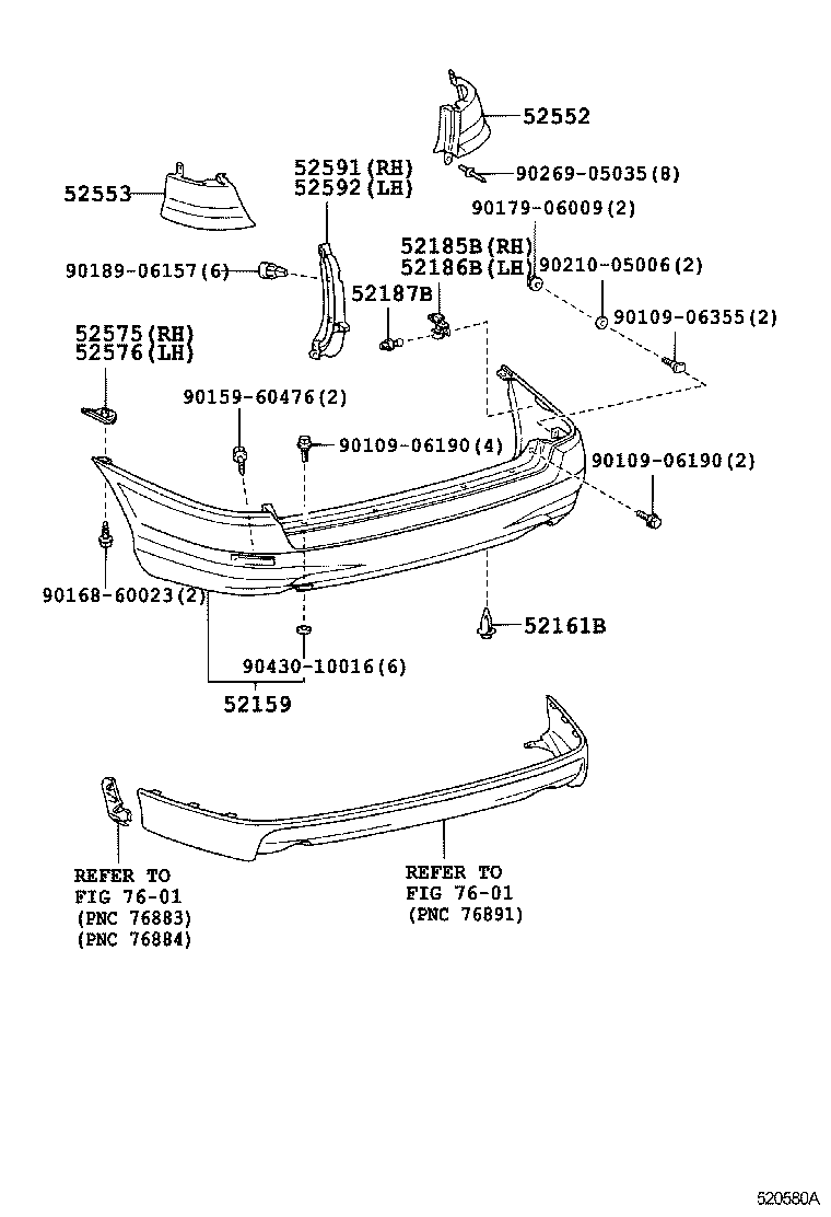52592-21020 SEAL, REAR BUMPER SIDE, LH product image