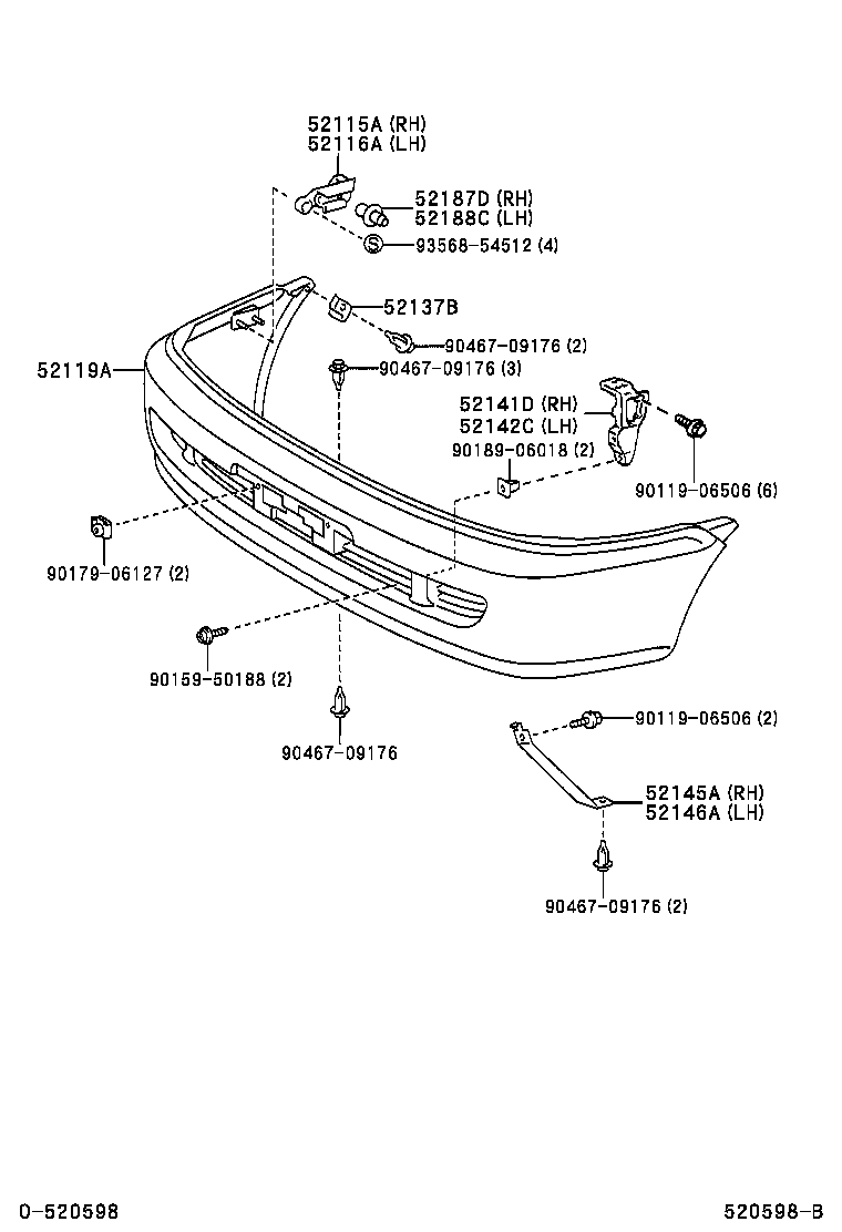 52102-0B070 EXTENSION, FRONT BUMPER, RH product image