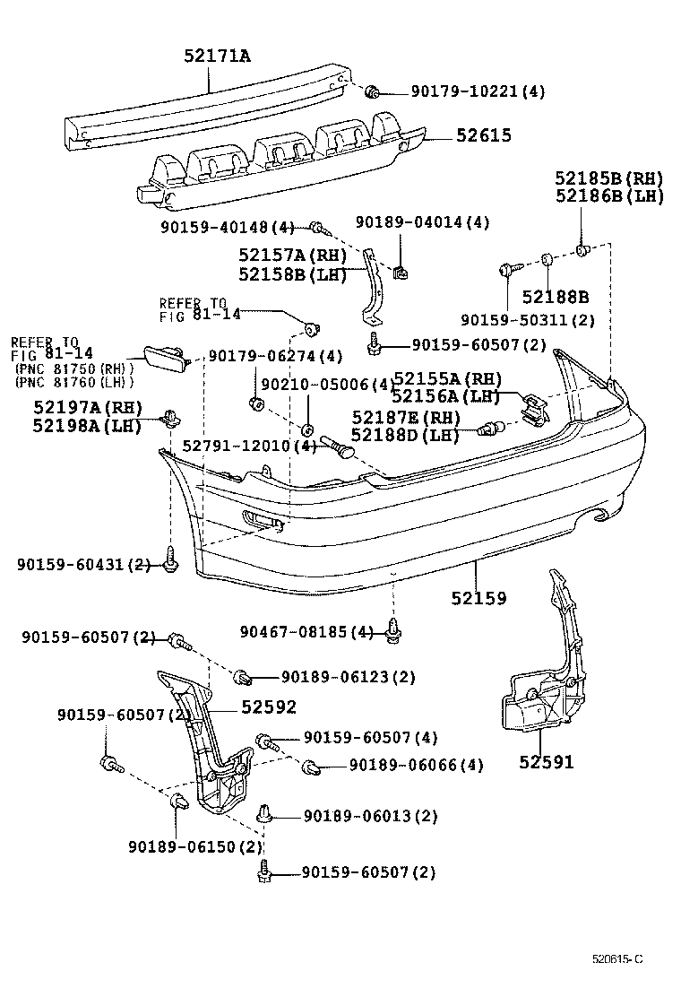 52155-53010 SUPPORT, REAR BUMPER SIDE, RH product image