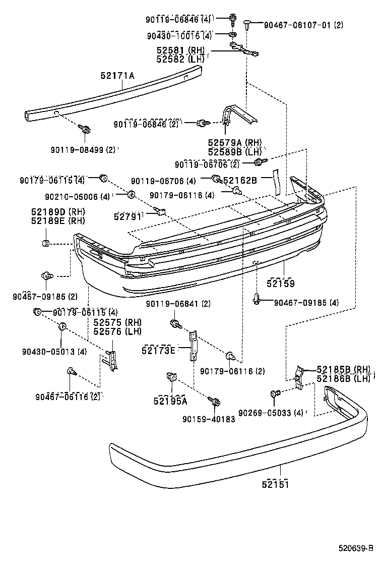 52162-51010 PLATE, REAR BUMPER, NO.1 product image