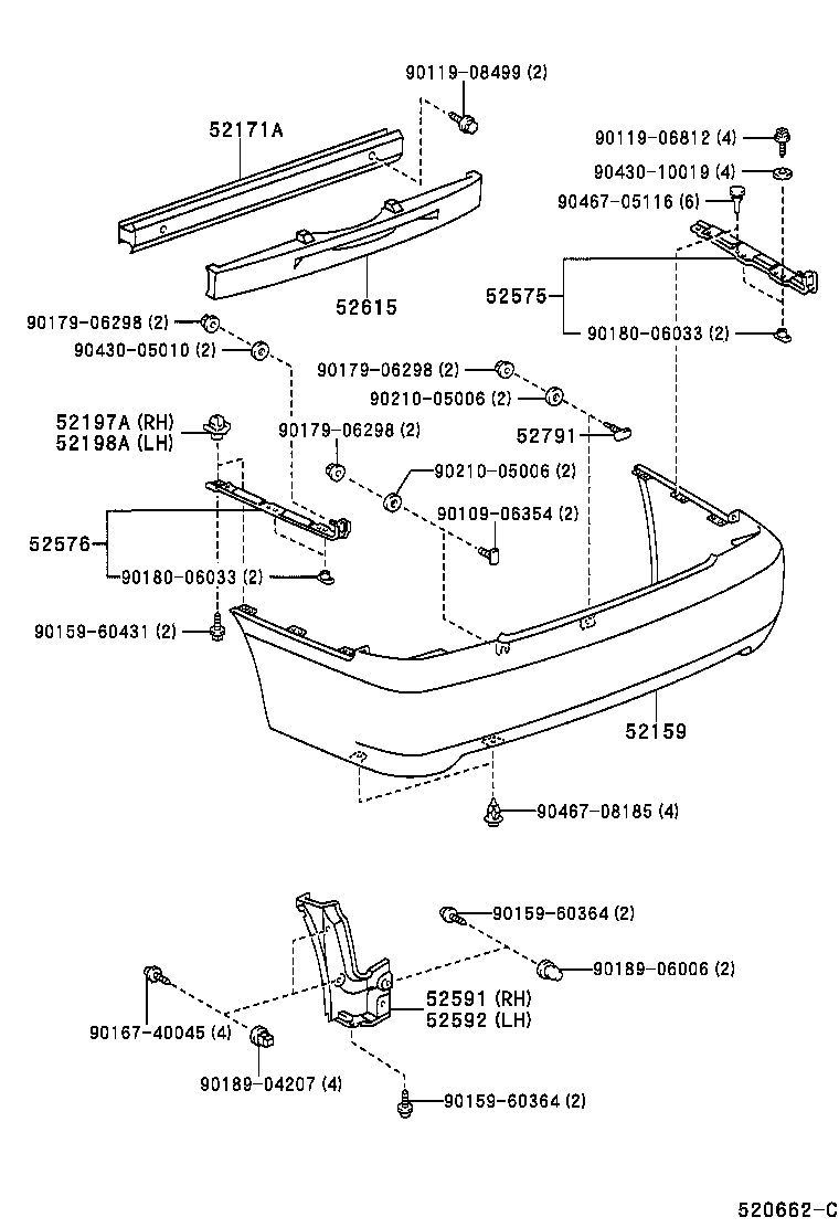 52592-22020 SEAL, REAR BUMPER SIDE, LH product image