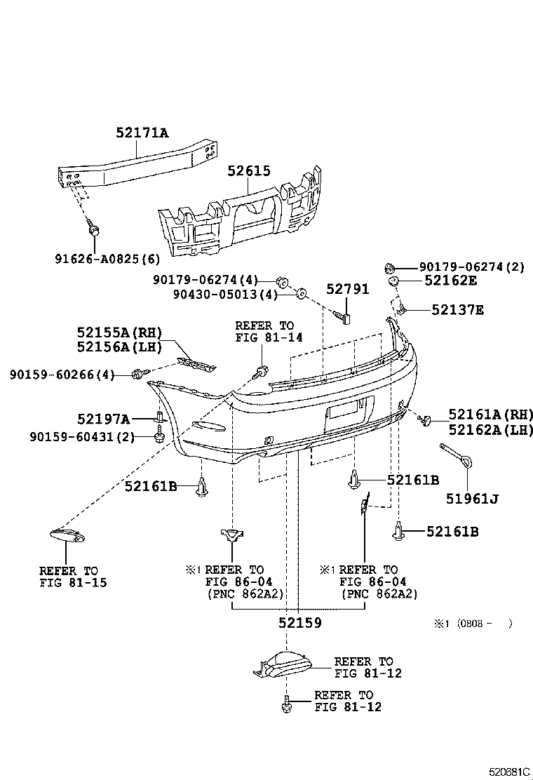52159-24090-B2 COVER, REAR BUMPER product image