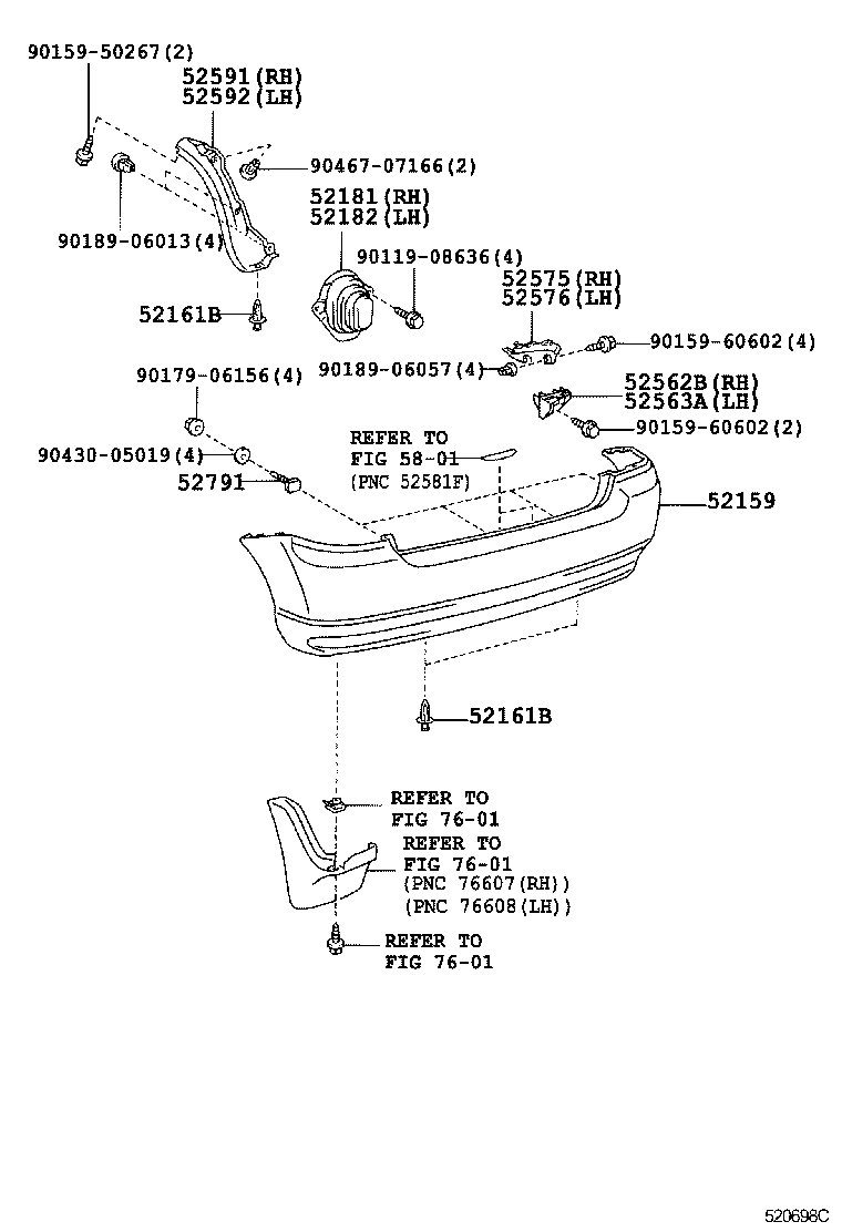 52591-13040 SEAL, REAR BUMPER SIDE, RH product image