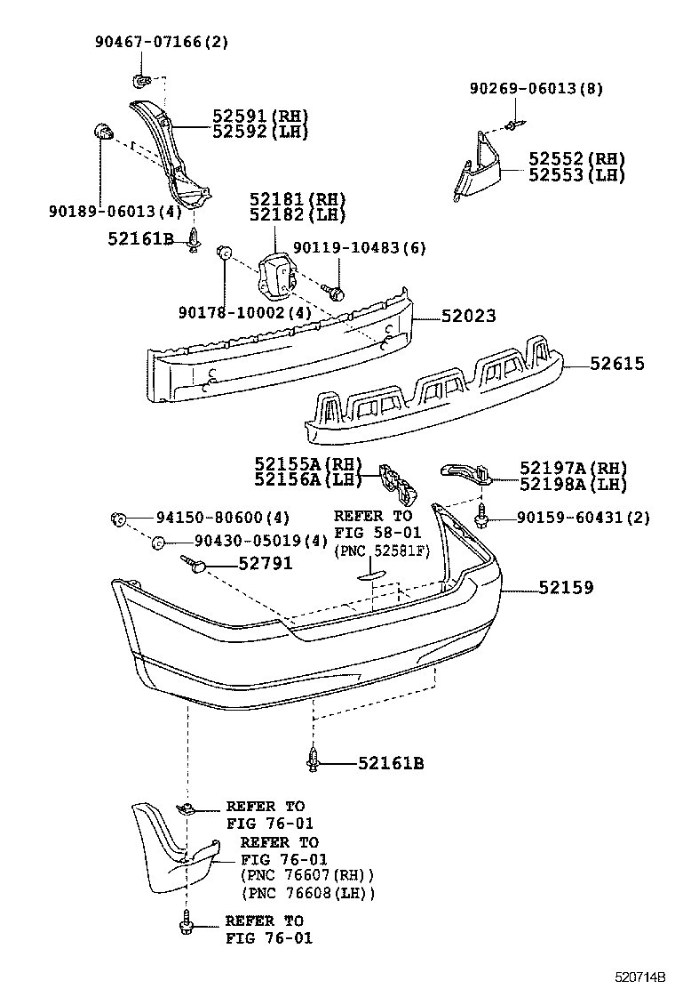 52592-02060 SEAL, REAR BUMPER SIDE, LH product image