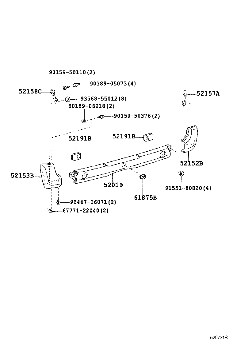 52151-25010 BAR, REAR BUMPER product image