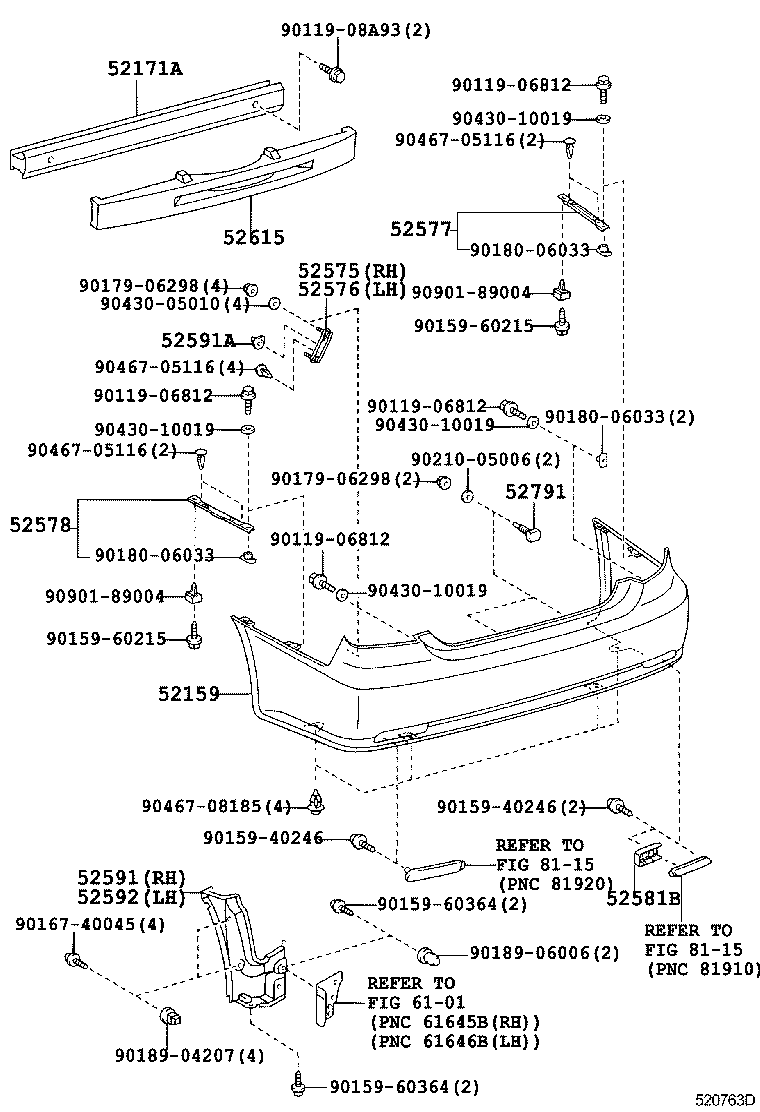 52159-22680-C0 COVER, REAR BUMPER product image