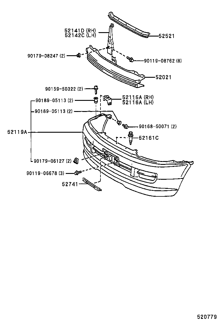 52115-28060 SUPPORT, FRONT BUMPER SIDE, RH product image