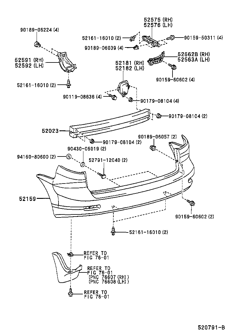 52592-13060 SEAL, REAR BUMPER SIDE, LH product image