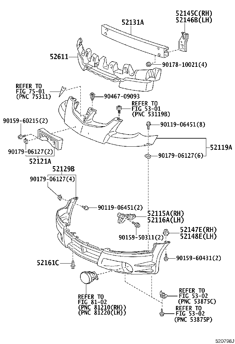 52115-01040 SUPPORT, FRONT BUMPER SIDE, RH product image