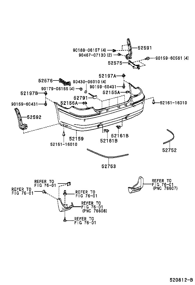 52592-20050 SEAL, REAR BUMPER SIDE, LH product image