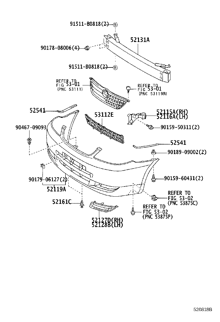 52021-02080 REINFORCEMENT, FRONT BUMPER product image