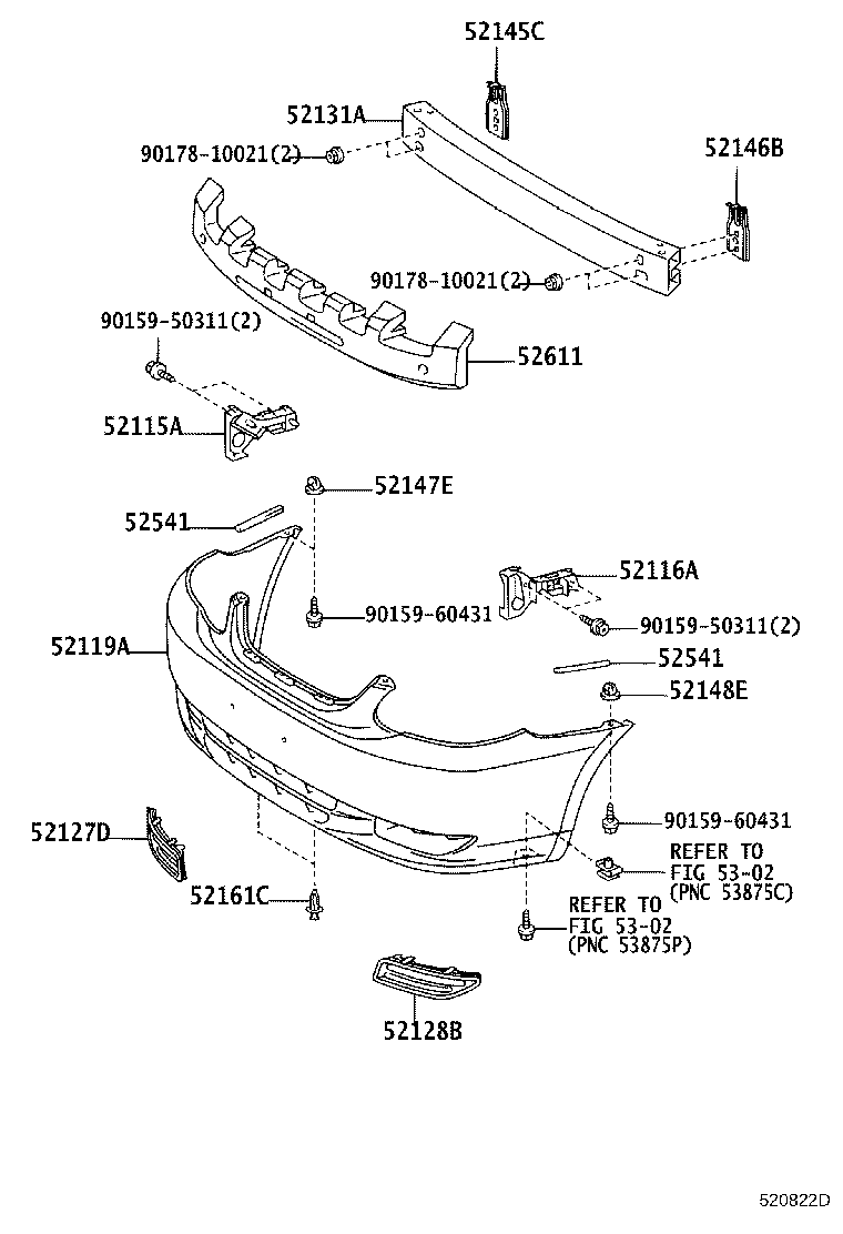 52611-02090 ABSORBER, FRONT BUMPER ENERGY product image