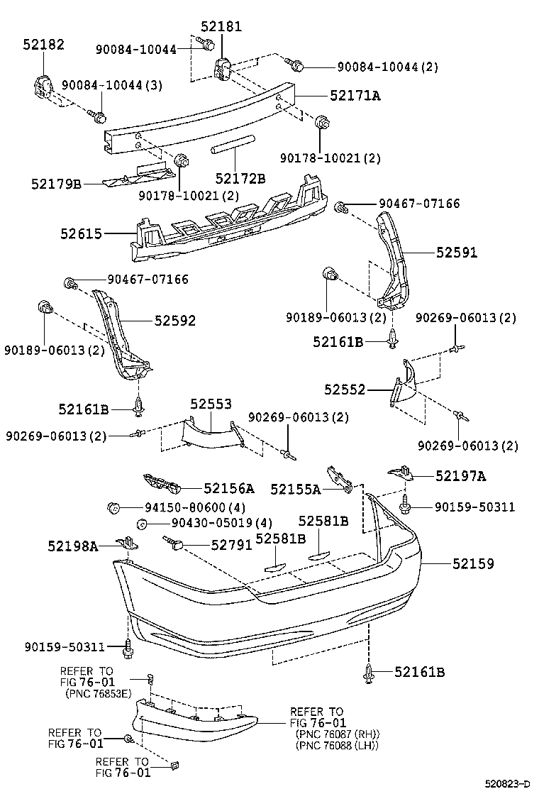 52155-02080 SUPPORT, REAR BUMPER SIDE, RH product image