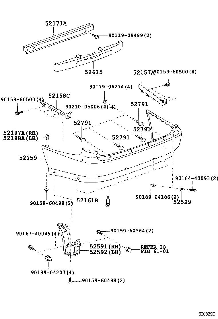 52592-22020 SEAL, REAR BUMPER SIDE, LH product image