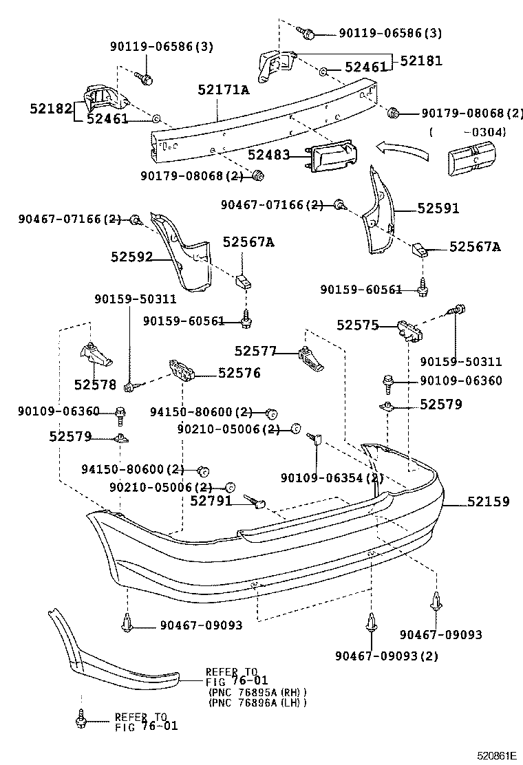 52171-52020 REINFORCEMENT, REAR BUMPER, NO.1 product image
