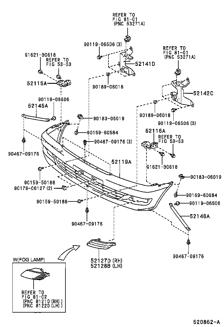 52102-0B070 EXTENSION, FRONT BUMPER, RH product image