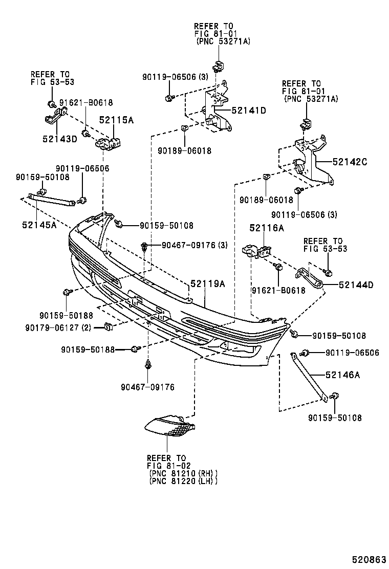 52102-0B070 EXTENSION, FRONT BUMPER, RH product image
