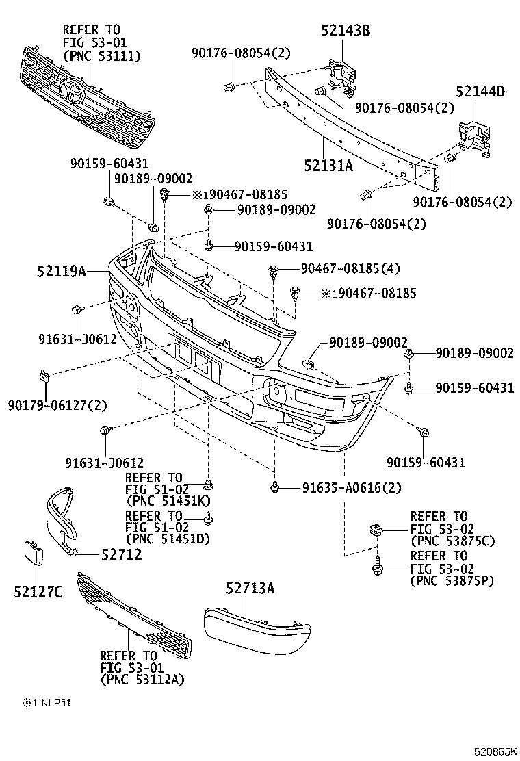 52102-52020-B2 EXTENSION, FRONT BUMPER, RH product image