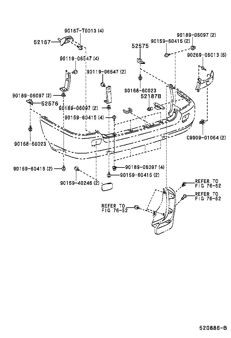 52105-04050 BUMPER ASSY, REAR product image