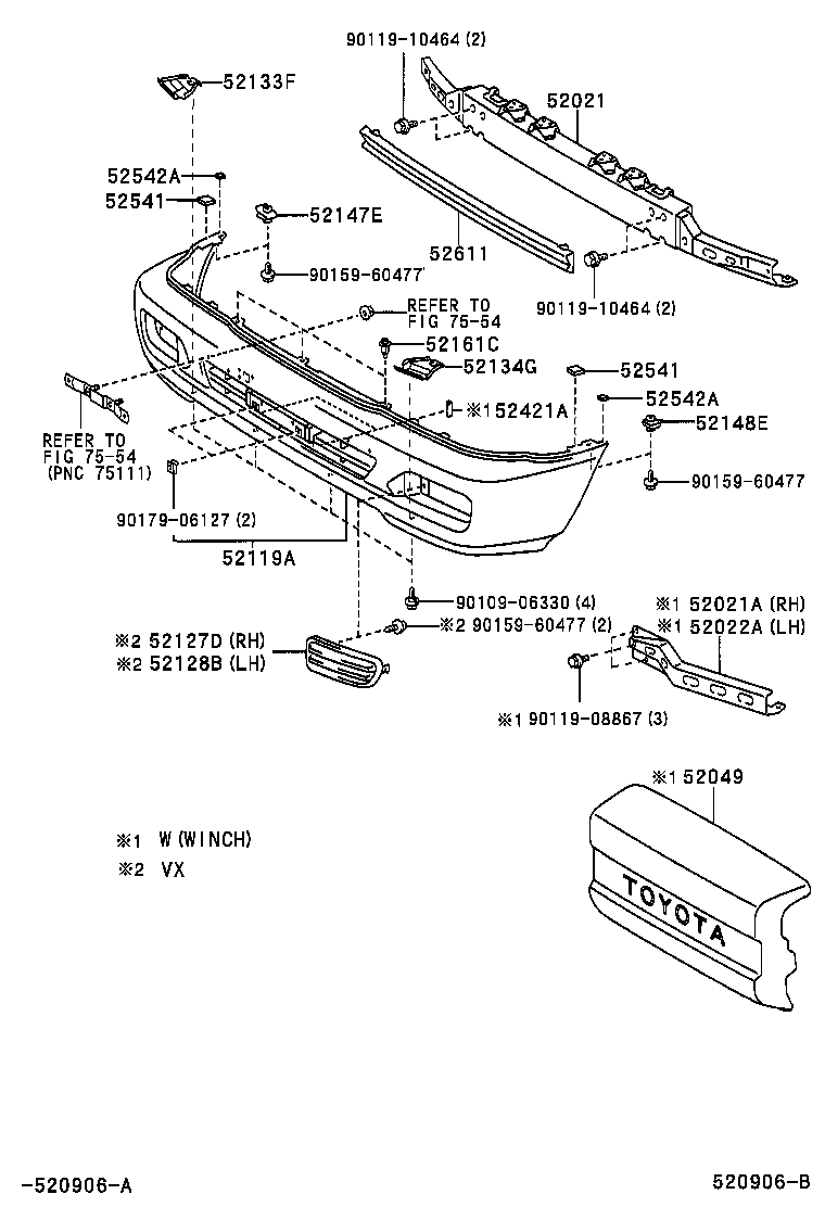 52132-60070 REINFORCEMENT SUB-ASSY, FRONT BUMPER, LH product image