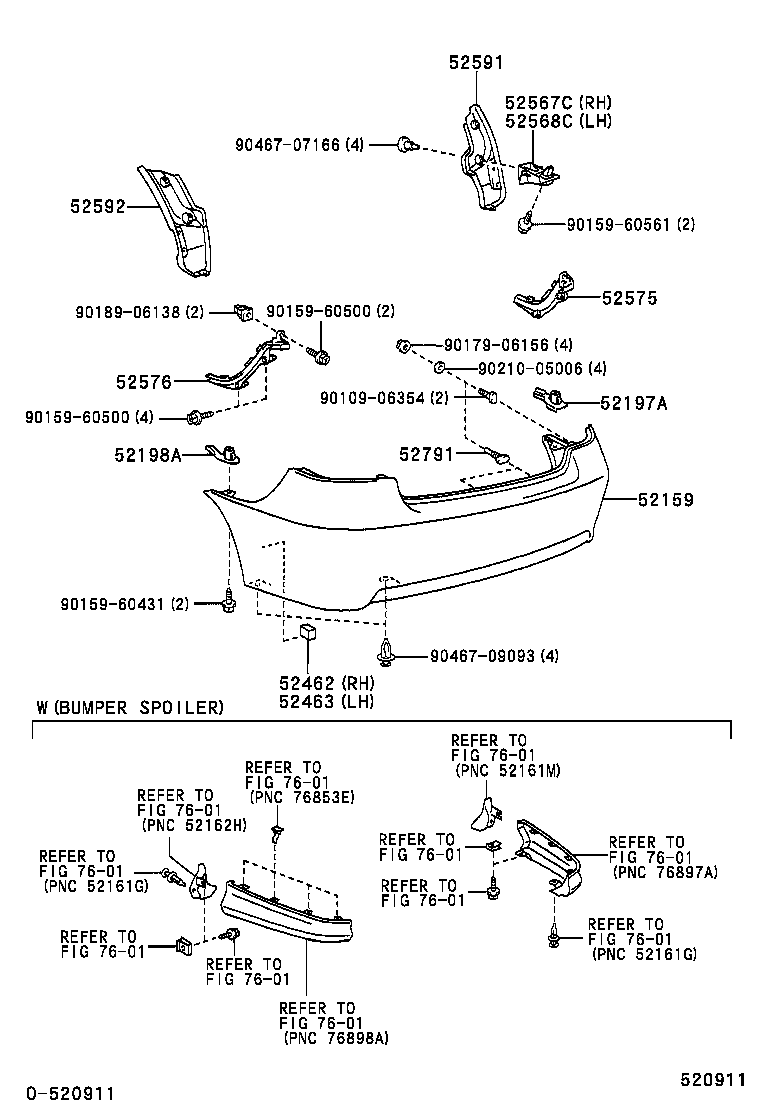 52592-0D030 SEAL, REAR BUMPER SIDE, LH product image