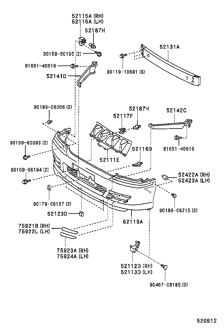 52116-27010 RETAINER, FRONT BUMPER product image
