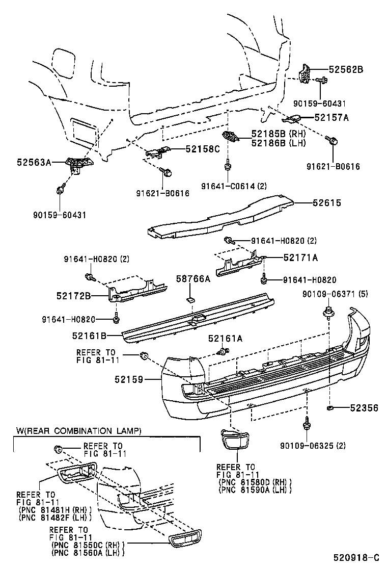 52153-60901 EXTENSION, REAR BUMPER, LH product image