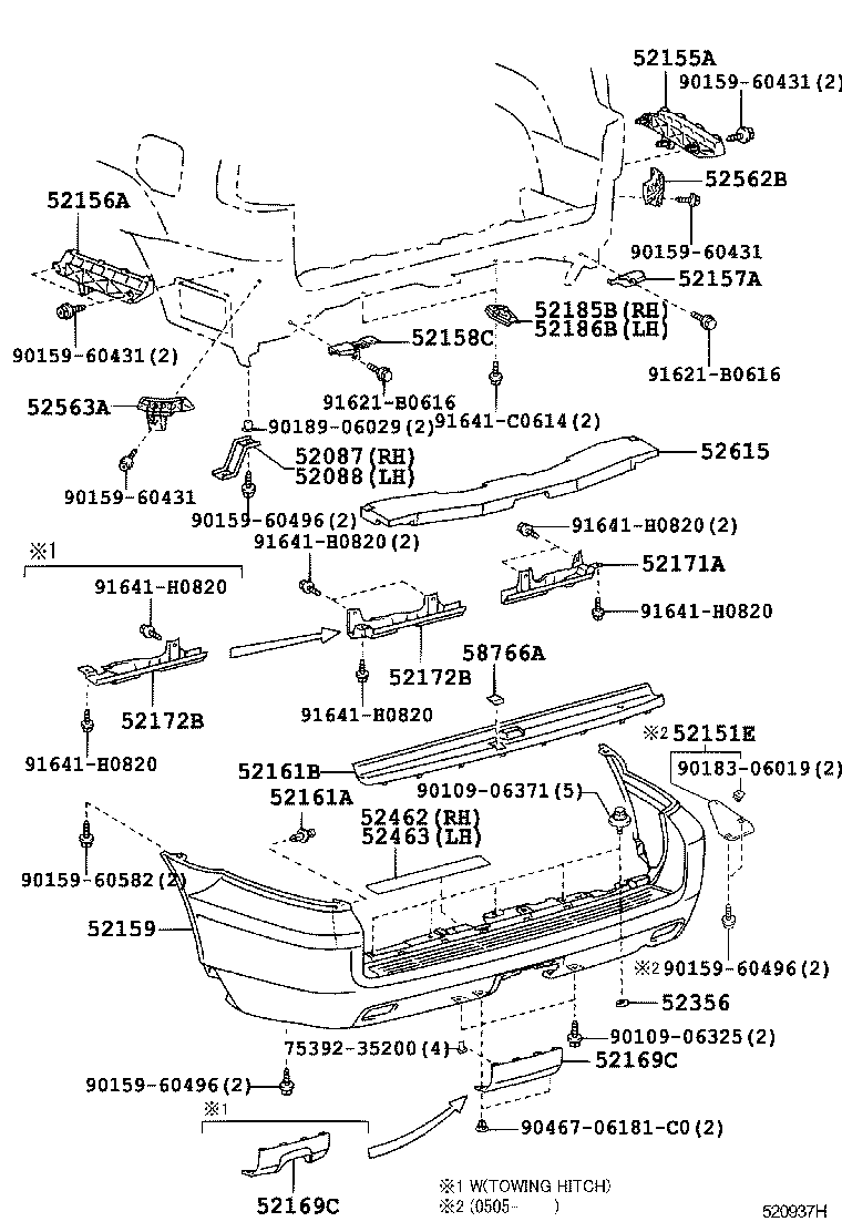 52169-60052-B2 COVER, REAR BUMPER, LOWER product image