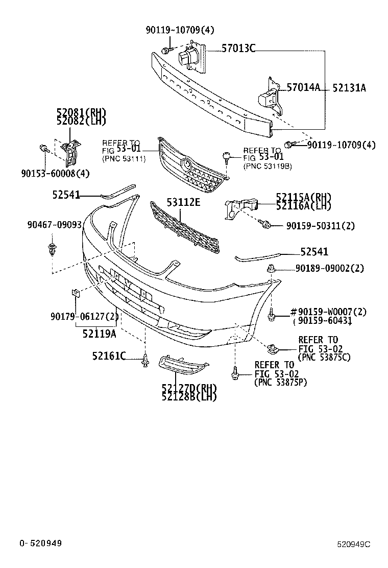 52021-02080 REINFORCEMENT, FRONT BUMPER product image