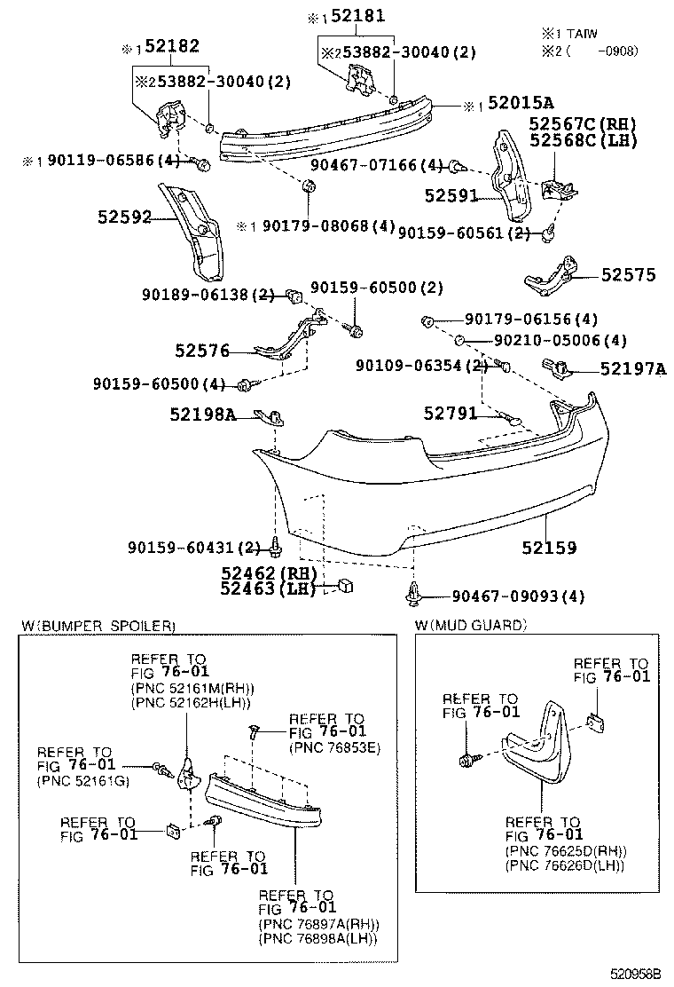 52592-0D030 SEAL, REAR BUMPER SIDE, LH product image