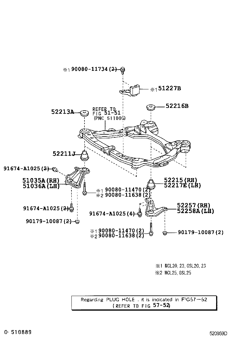 51023-08020 BRACE, FRONT SUSPENSION MEMBER, REAR RH product image
