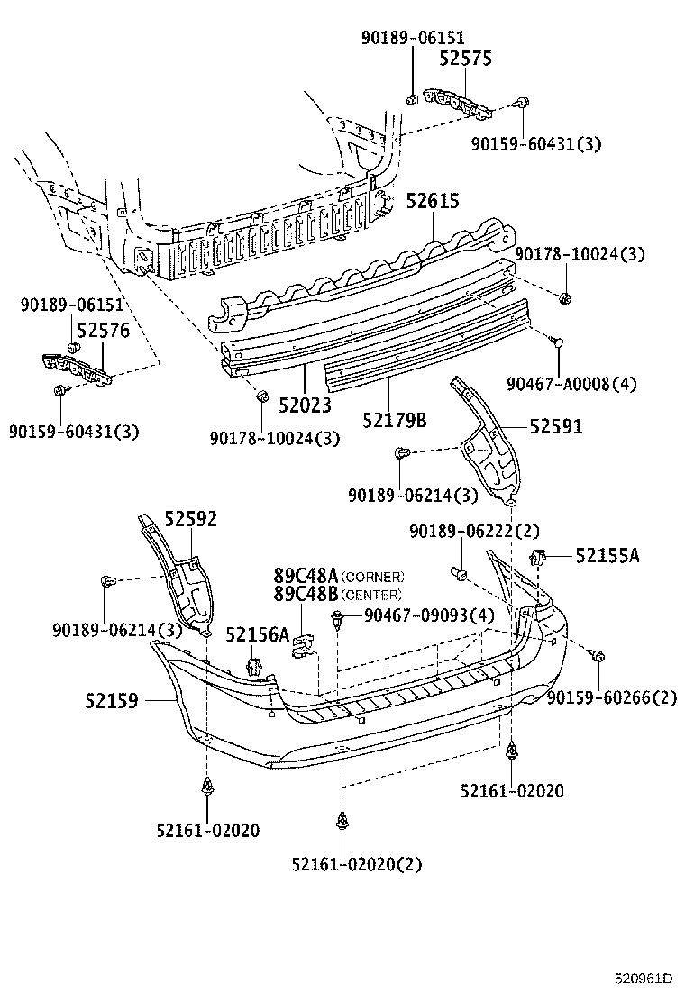 52155-AE010 SUPPORT, REAR BUMPER SIDE, RH product image