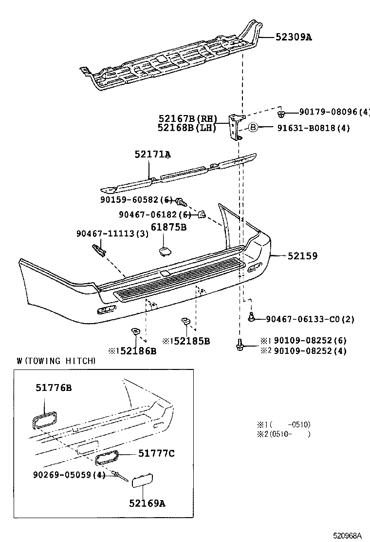 52171-60070 REINFORCEMENT, REAR BUMPER, NO.1 product image