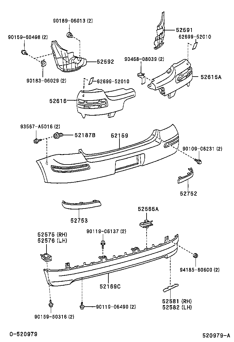 52592-52050 SEAL, REAR BUMPER SIDE, LH product image
