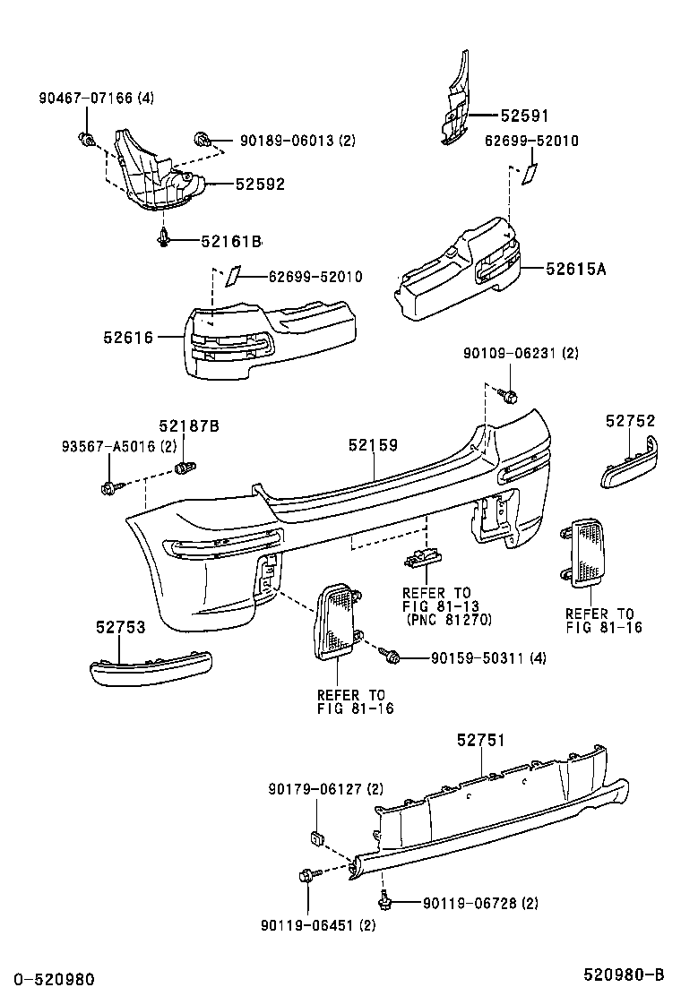52592-52050 SEAL, REAR BUMPER SIDE, LH product image