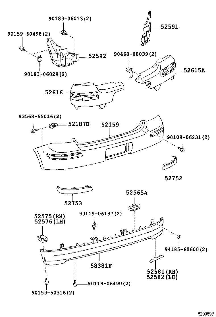 52616-0D020 ABSORBER, REAR BUMPER ENERGY, LH product image