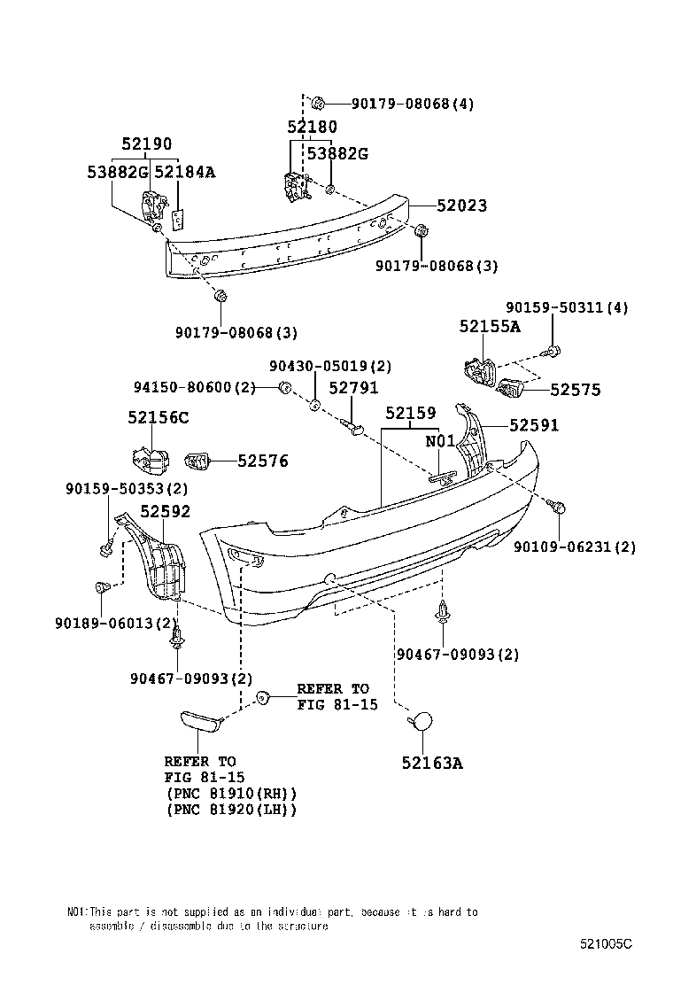 52155-52040 SUPPORT, REAR BUMPER SIDE, RH product image