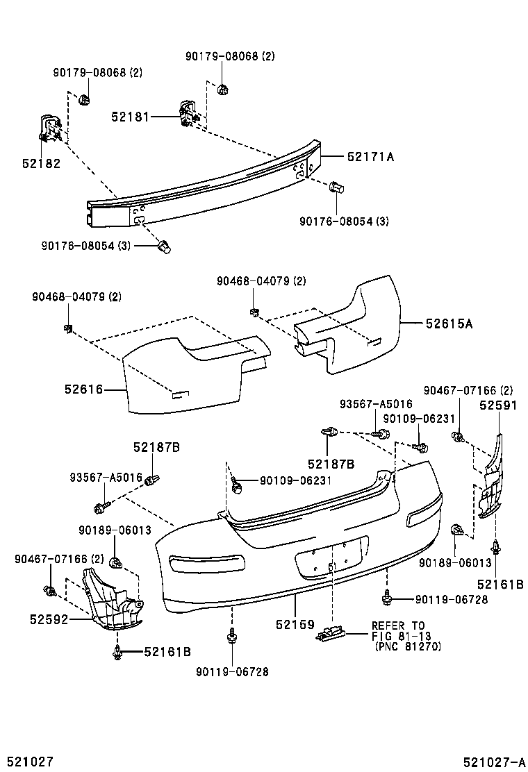 52592-52160 SEAL, REAR BUMPER SIDE, LH product image
